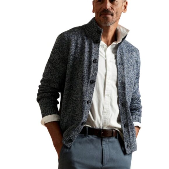 Banana Republic Mens Xsmall Marbled Linen Blend Button Cardigan - Picture 1 of 13